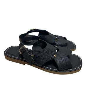 Kino Men's Key West Florida Black Leather Buckle Strap Sandals Sz 11 Pebbled USA